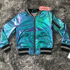 Girls metallic bomber jacket